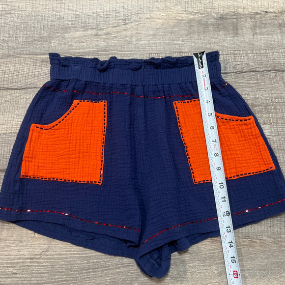 Queen of Sparkles Embellished Cotton Gauze Pull On Shorts Size Small Preppy - Picture 6 of 7